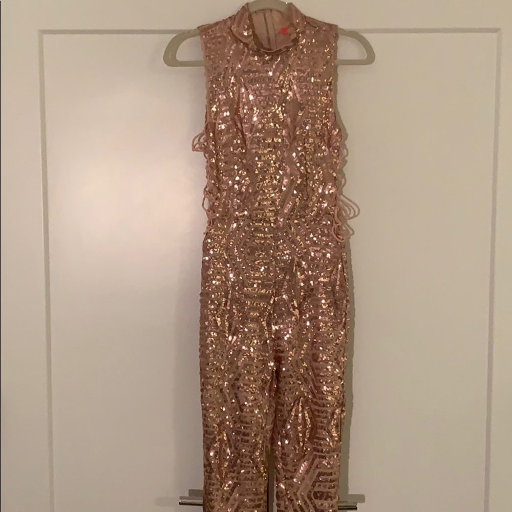Rose gold sequin jumpsuit